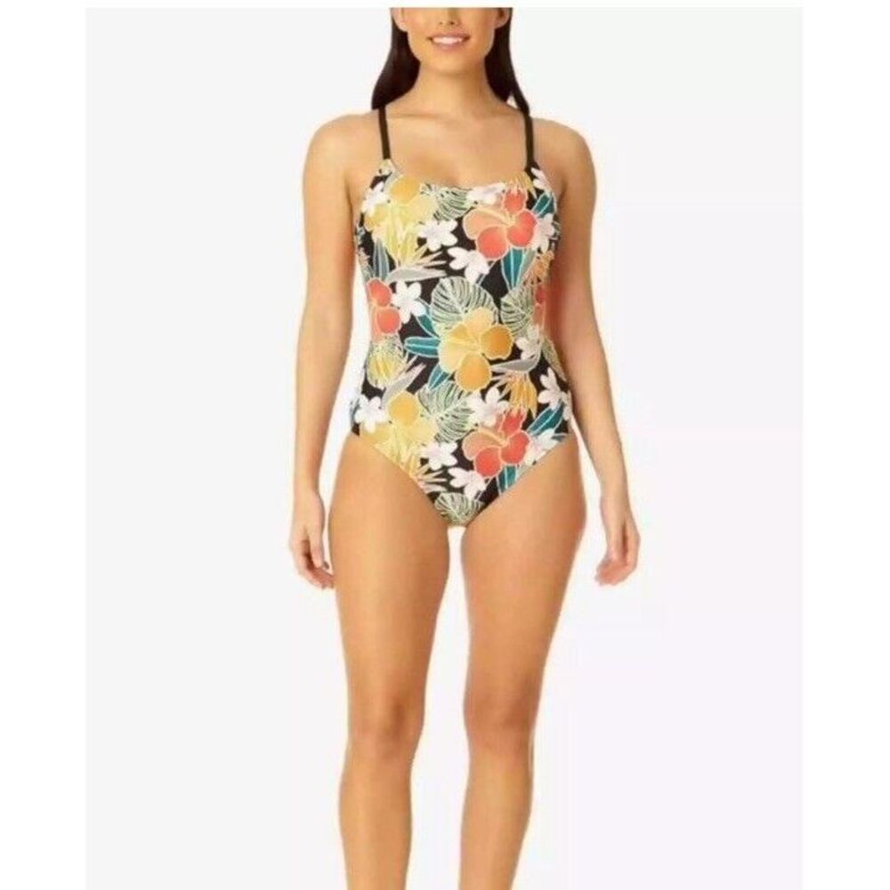 NWOT Hurley Caribbean Dreamin Floral Print Cutout‎ One Piece Swimsuit Sz XL